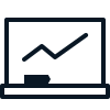 Icon of a laptop displaying a line graph with an upward trend.