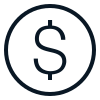 Black dollar sign inside a circle icon.