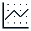 Line graph icon with an upward trend and data points.