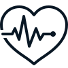 Heart outline with an electrocardiogram (ECG) line inside it.